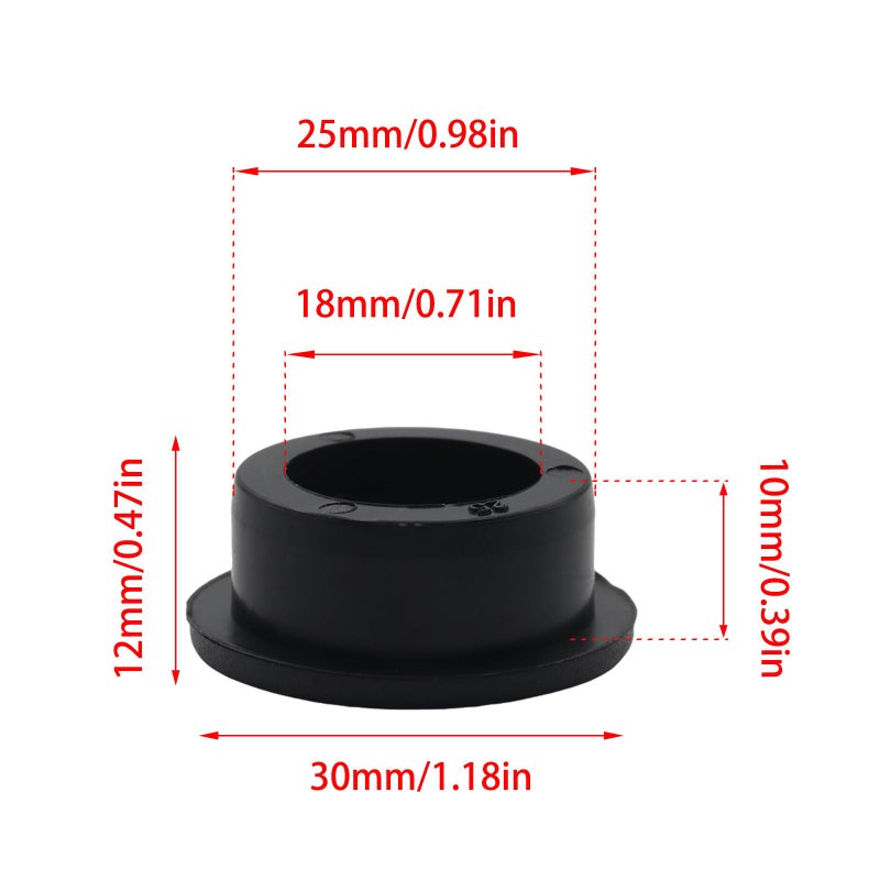 Adyoney 6 Pcs 25mm / 1 Inch Black Cable Cord Grommets, Rubber Desk Grommets for Table Computer Desk Wire Organizer TV Console and Other Furnitures Cover - Image 2